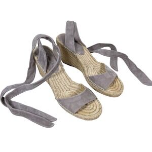 Splendid Joelle Genuine Leather Suede Tie Espadrille Gray Suede Lace Up 8.5